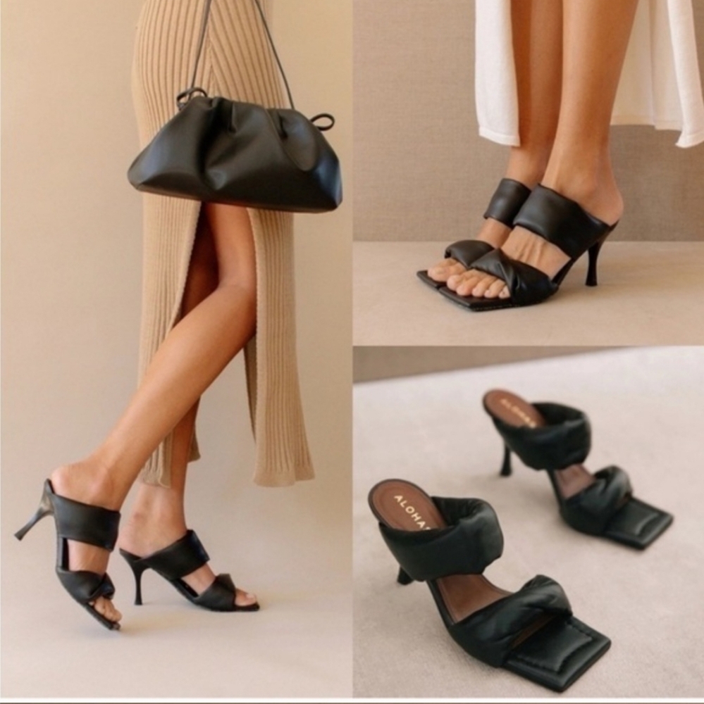ALOHAS‎ Black Heeled Mules